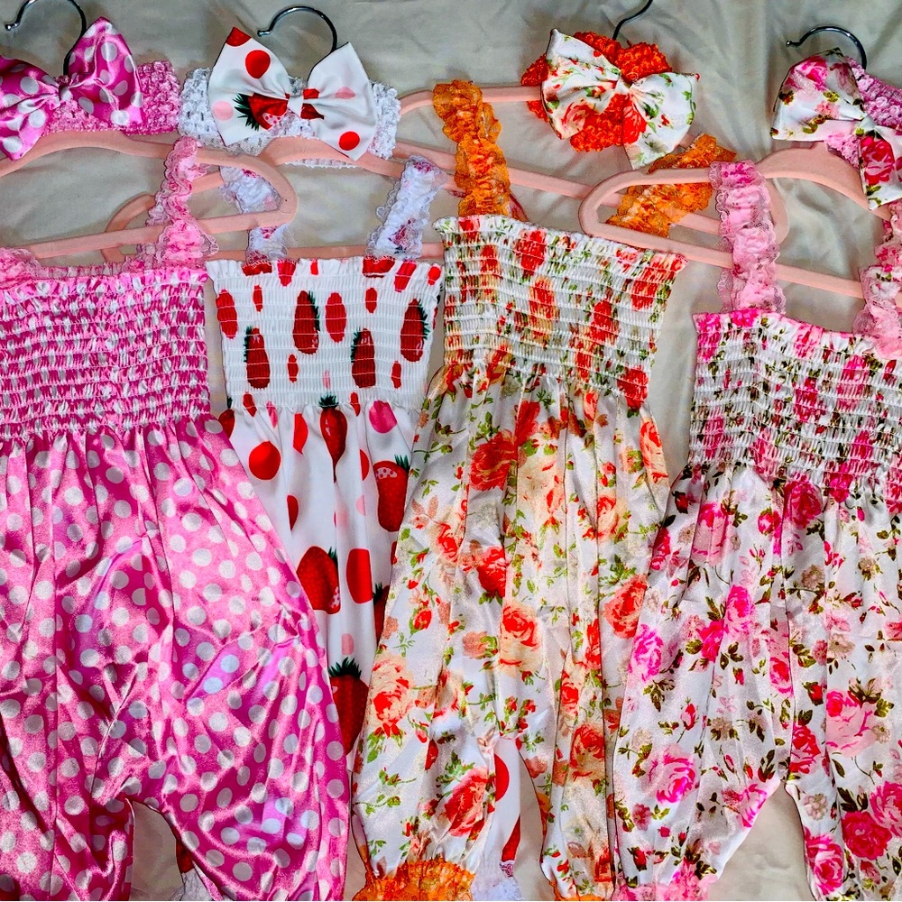 Gorgeous baby rompers with cutest bows!